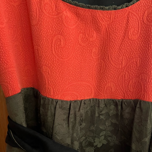 Anthropologie 🍁Moulinette Soeurs Black and coral silk dress - Picture 3 of 3
